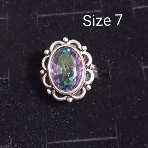 NWOT Rainbow Mystic Topaz Crystal Handmade Ring Size 7